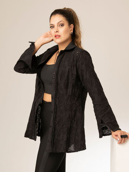 Camisa Boho Brotes Negra